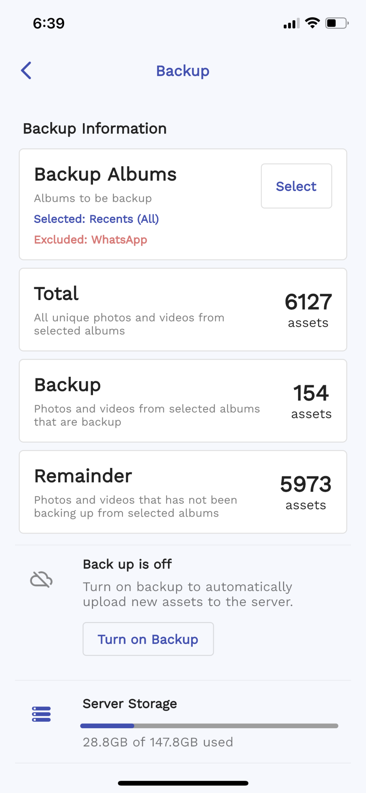 Backup Setting Info